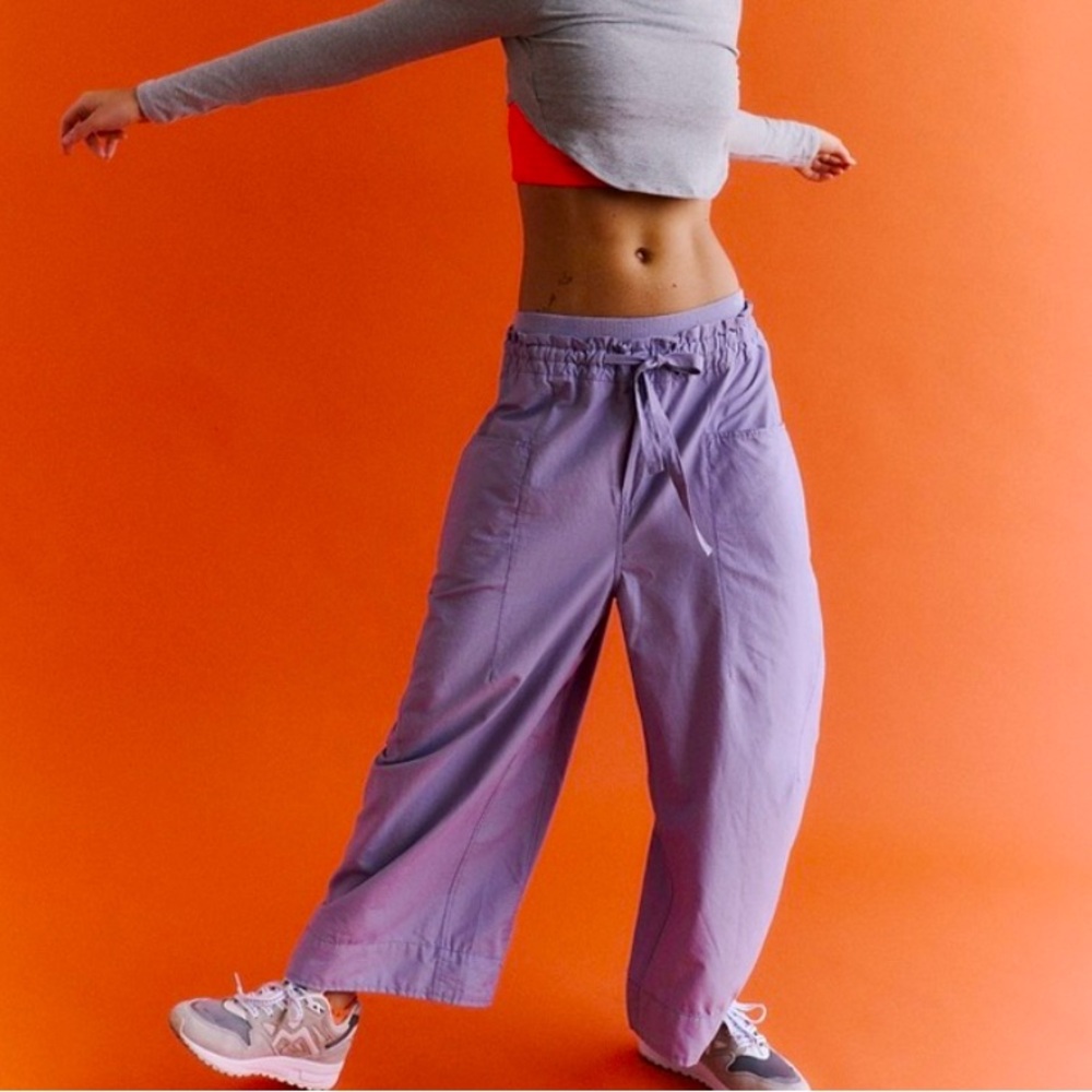 Free People Movement Fresh Start Purple Barrel Wide-Leg Mid-Rise Pants Size M
